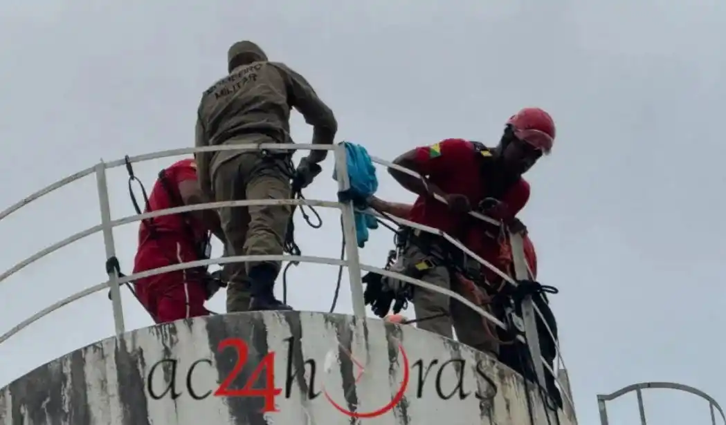 Image from ac24horas.com: *Trabalhador desmaia e morre afogado durante pintura em reservatório n...