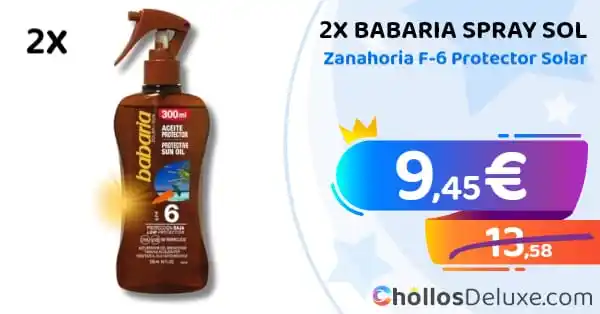 Image from Chollos Deluxe: BABARIA❗️💥 🔹 *2x Babaria Spray Sol Zanahoria F-6 Protector Solar* ...