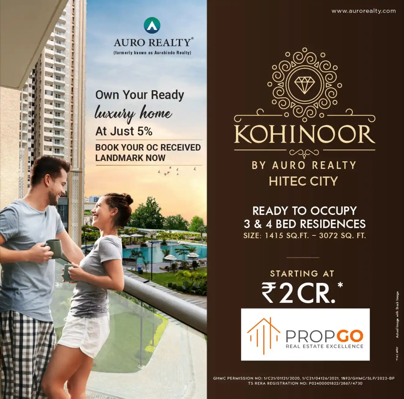 Image from PropGo Realty | Properties | Real Estate | Advisory | Buy & Sell | Flats | Villas | Plots Hyderabad: Experience luxury at Kohinoor by Auro Realty in HITEC City with ultra-...