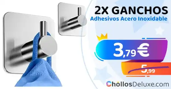 Image from Chollos Deluxe: FLASH +DESCUENTO❗️💥 🔹 *2x Ganchos Adhesivos Acero Inoxidable* ❗️💥...