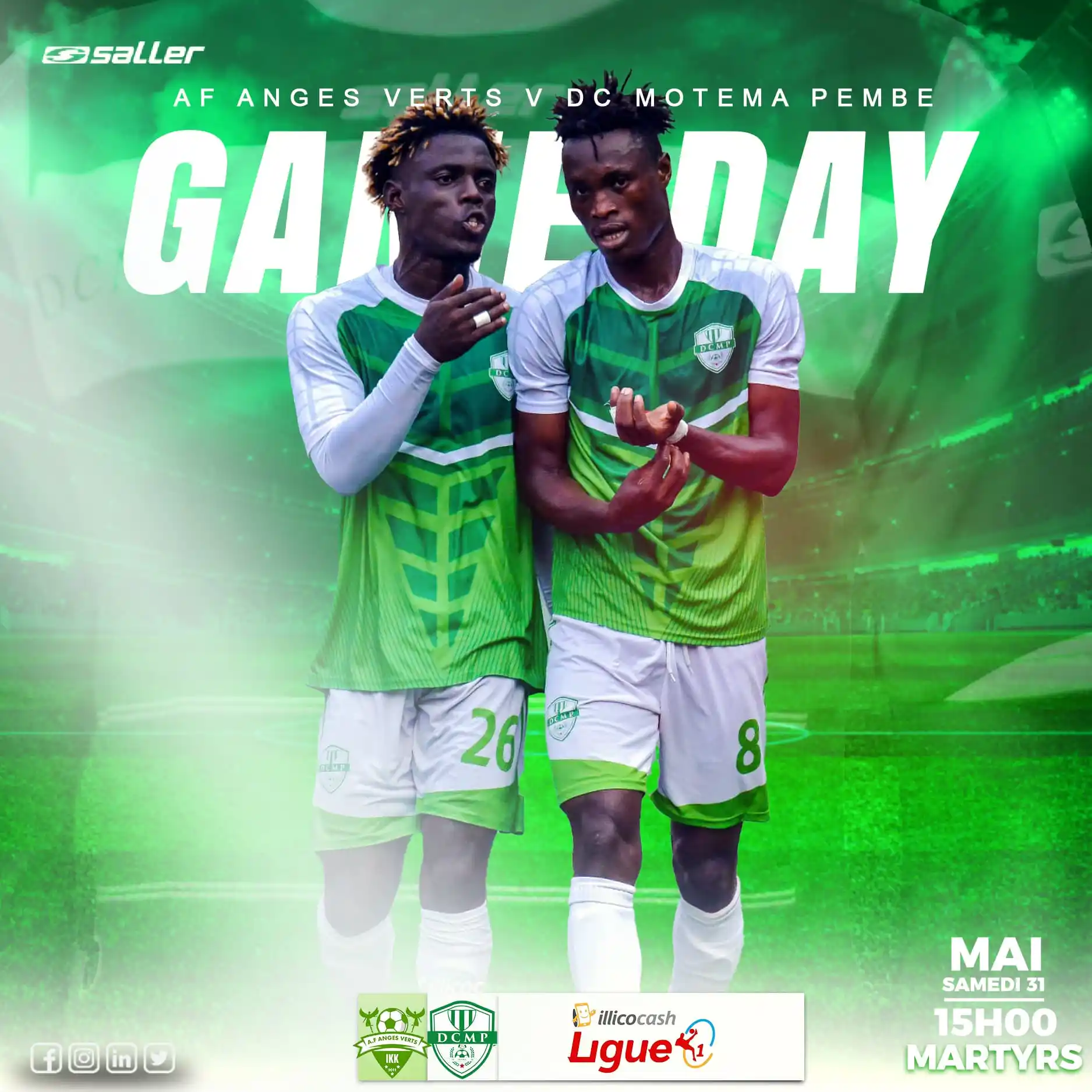 Image from DC Motema Pembe: 🙌 JOUR DE MATCH! • 🆚 AF ANGES VERTS 🕰 15H00 Kinshasa | 9H00 Bogot...