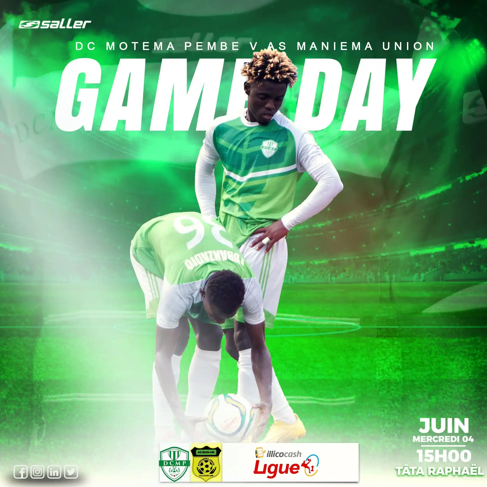 Image from DC Motema Pembe: 🙌 JOUR DE MATCH! •  🆚 AS MANIEMA UNION 🕰 15H00 Kinshasa | 17H00 Riy...