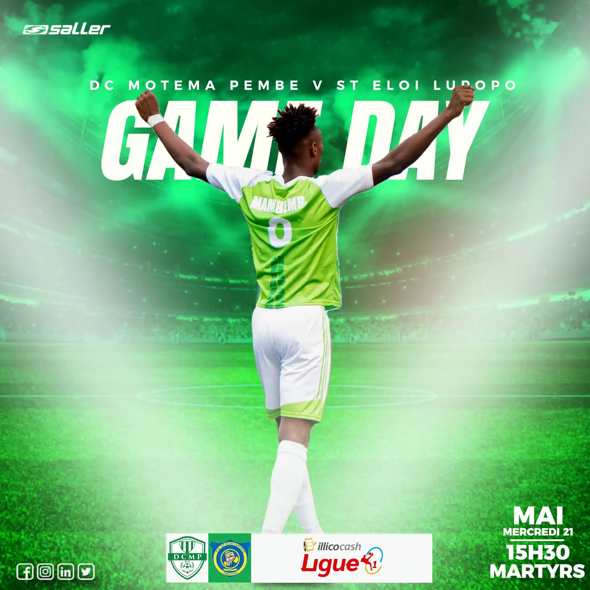Image from DC Motema Pembe: 🙌 JOUR DE MATCH! • 🆚 FC ST ELOI LUPOPO 🕰 15H30 Kinshasa | 16H30 B...
