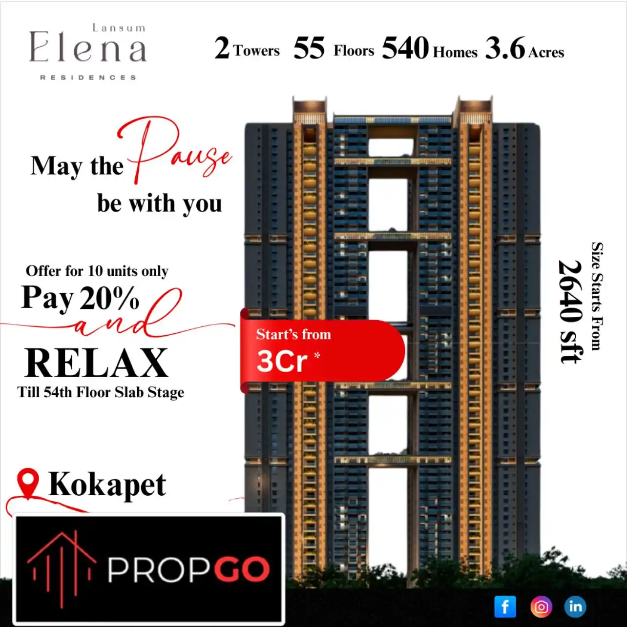 Image from PropGo Realty | Properties | Real Estate | Advisory | Buy & Sell | Flats | Villas | Plots Hyderabad: 🏙️🏙️ May the Pause be with you. Experience elevated living at Lans...