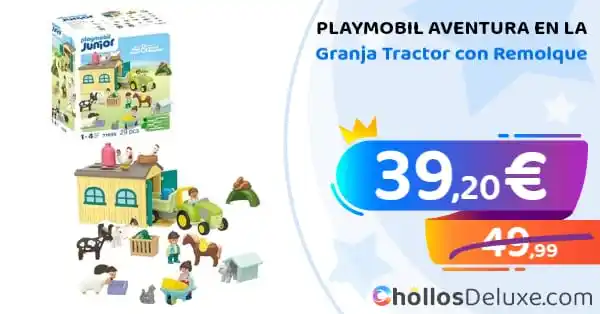 Image from Chollos Deluxe: PLAYMOBIL❗️💥 🔹 *Playmobil Aventura En La Granja Tractor con Remolq...
