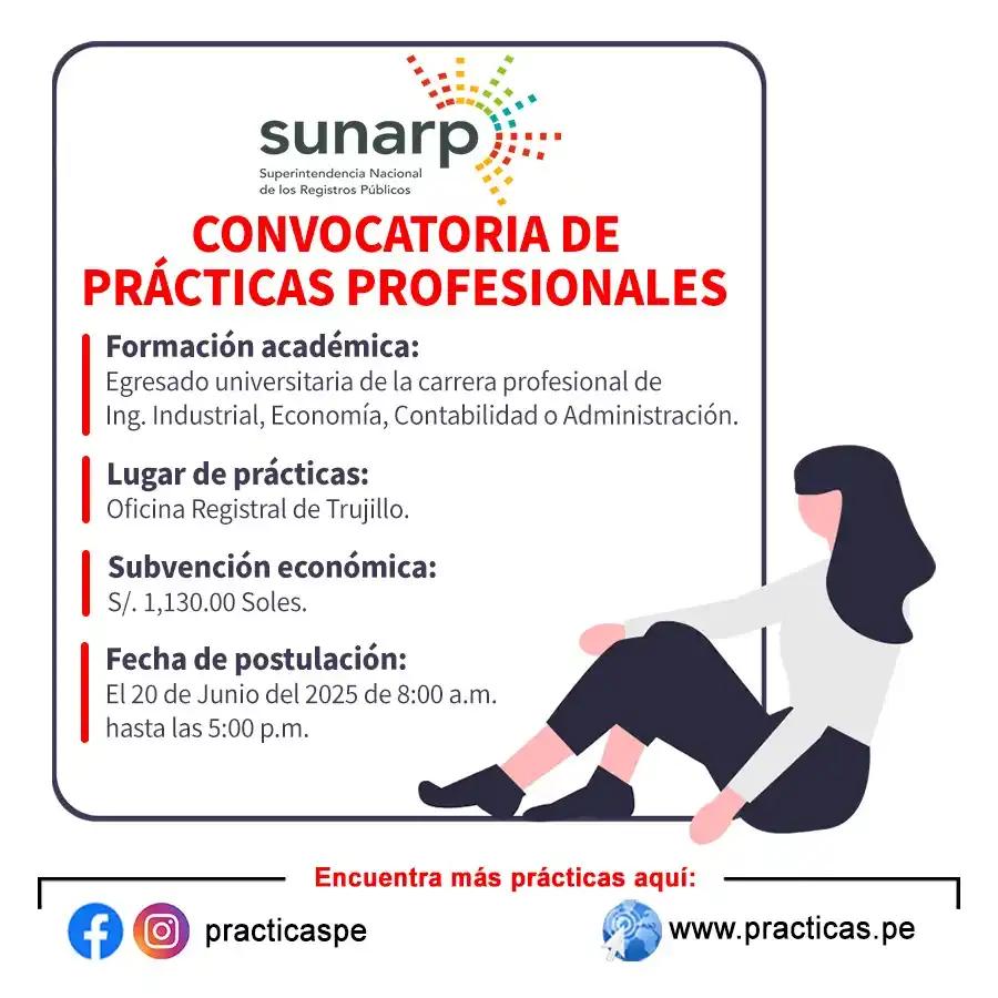 Image from Convocatorias Contabilidad: Empleos - Prácticas - Capacitaciones: 🎯 Prácticas en SUNARP - La Libertad Más información 👉 https://www....