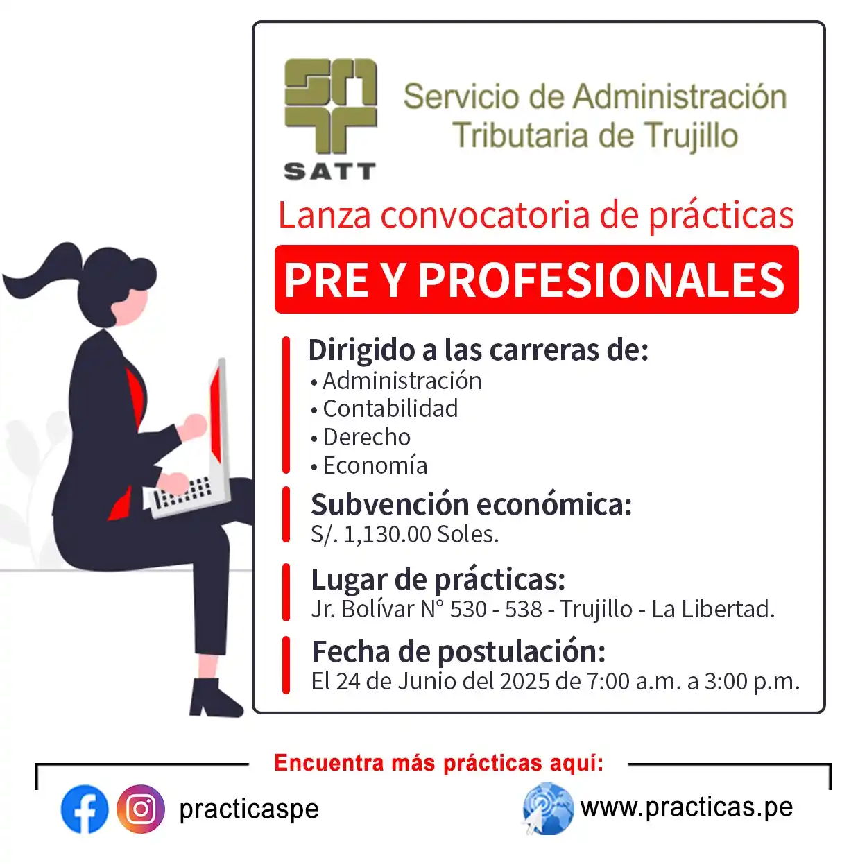 Image from Convocatorias Contabilidad: Empleos - Prácticas - Capacitaciones: Realiza tus Prácticas en SAT TRUJILLO 👉Más información en↷ https://w...