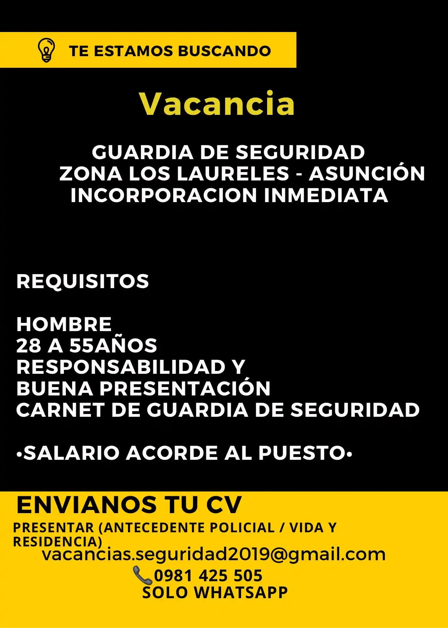 Image from Empleo Paraguay: 11.06.2025 ASUNCIÓN ZONA LOS LAURELES...