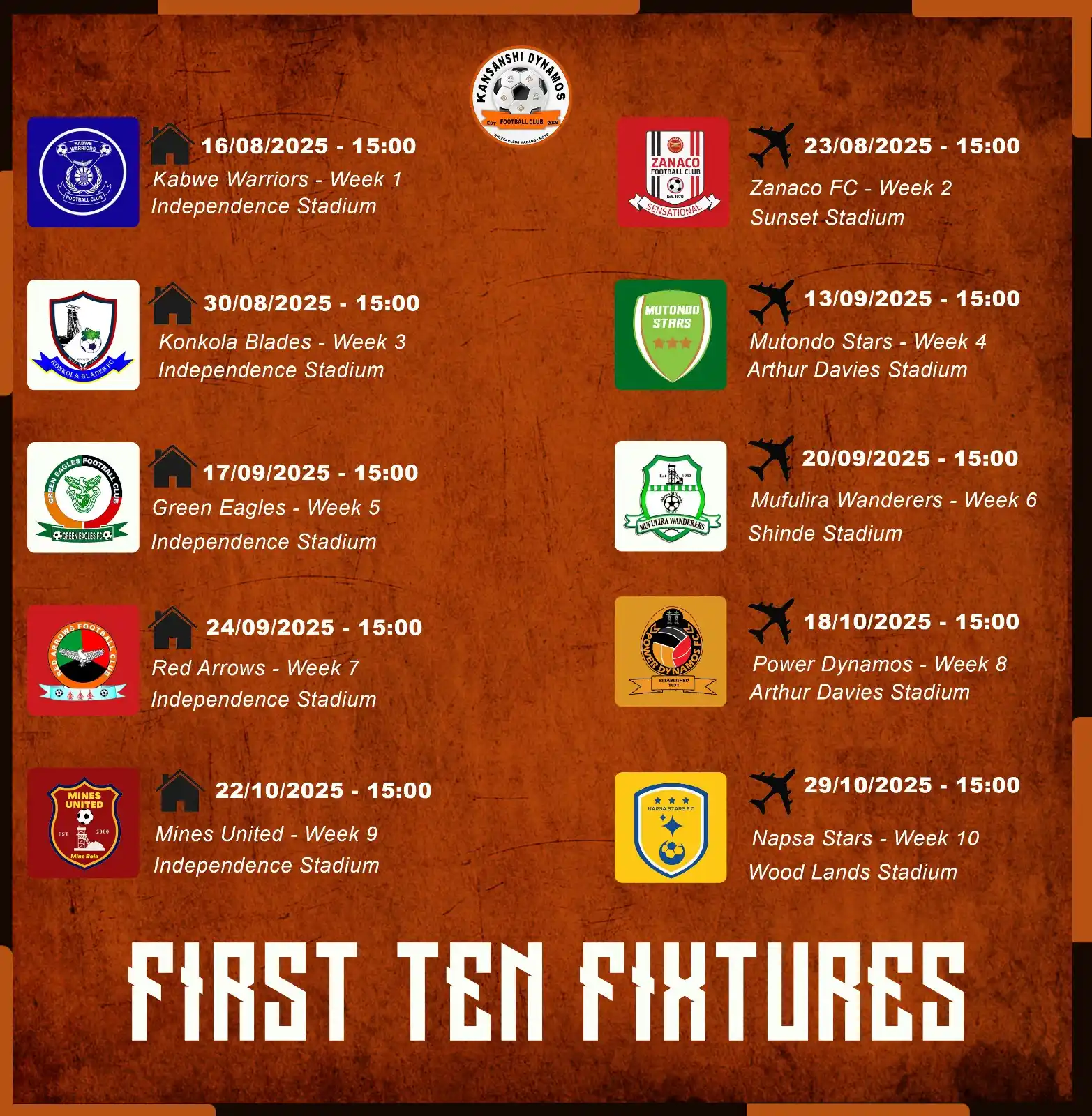 Image from Kansanshi Dynamos FC: 𝟮𝟬𝟮𝟱/𝟮𝟲 𝗙𝗜𝗫𝗧𝗨𝗥𝗘 𝗢𝗨𝗧! 🔥 Ready for the battle? Our 202...