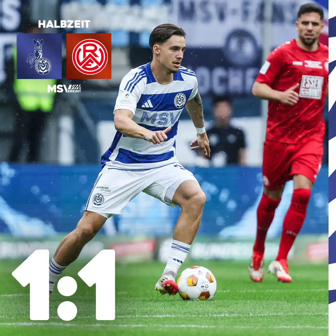 Image from MSV Duisburg: 45'+1 Halbzeit. Unsere Zebras gingen durch Steffen Meuer (18.). in F...