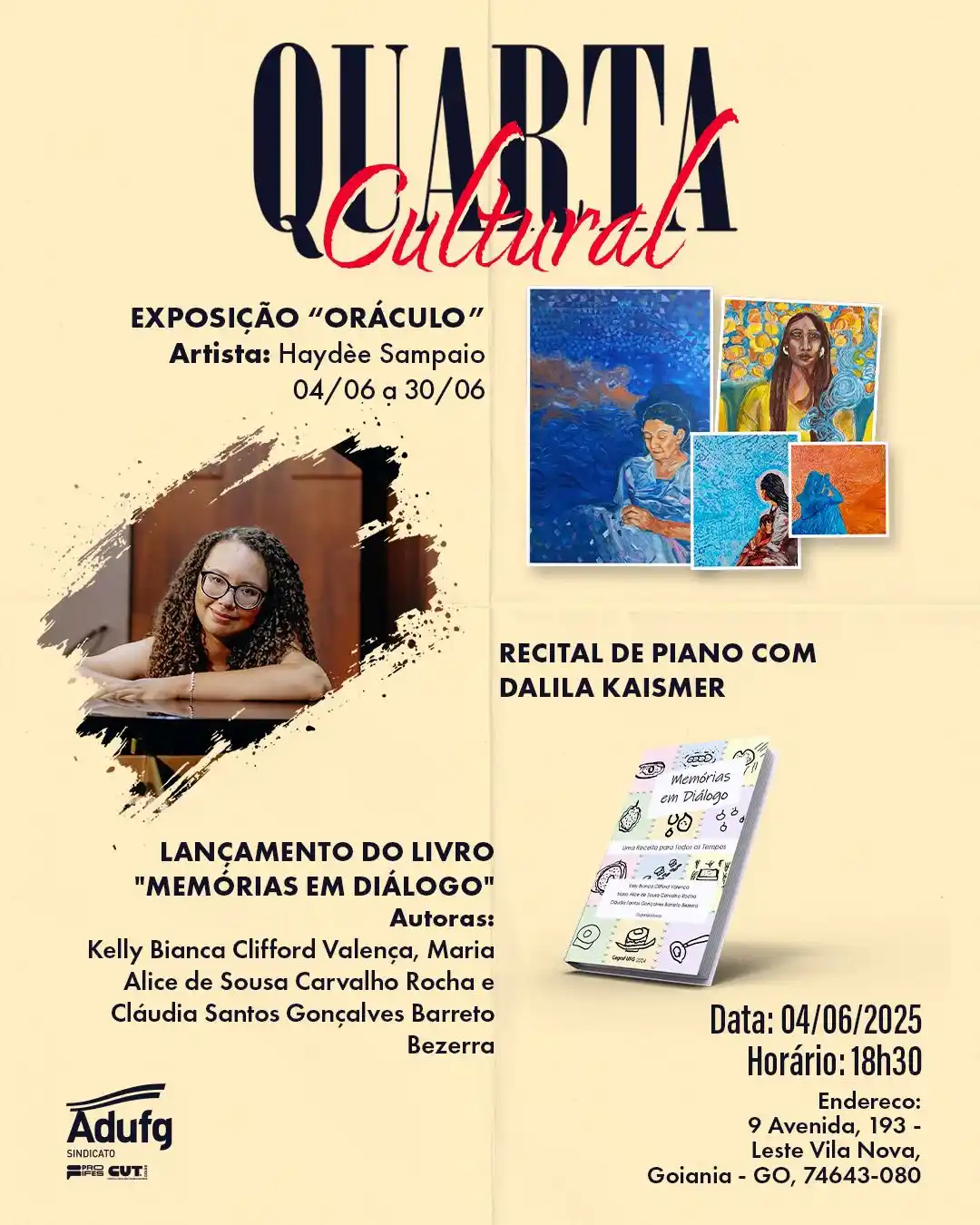 Image from Adufg Notícias: 🖼️📚🎹 *A Quarta Cultural de junho do Adufg-Sindicato está com uma pr...