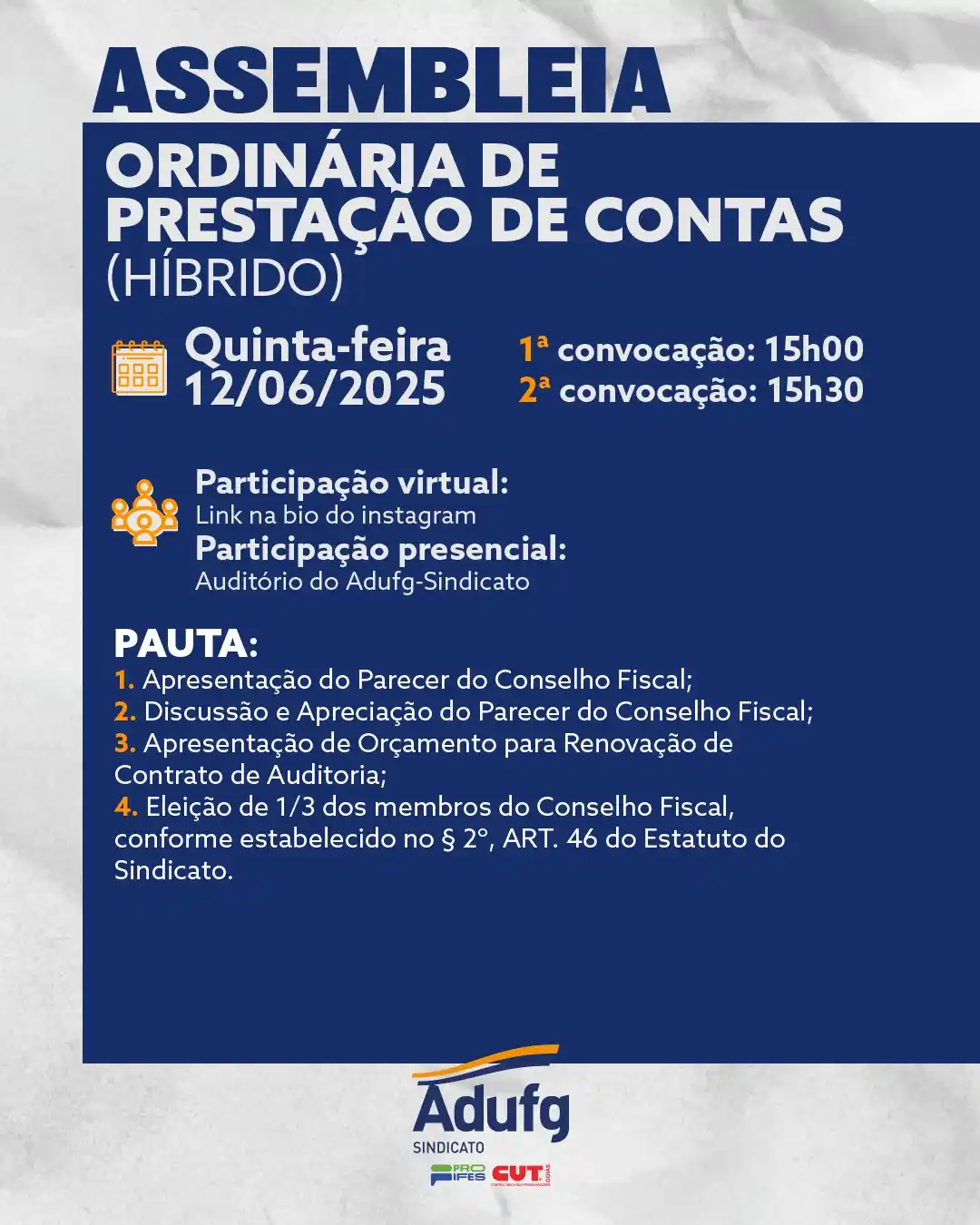 Image from Adufg Notícias: *Adufg-Sindicato promove Assembleia de Prestação de Contas de 2024 na ...