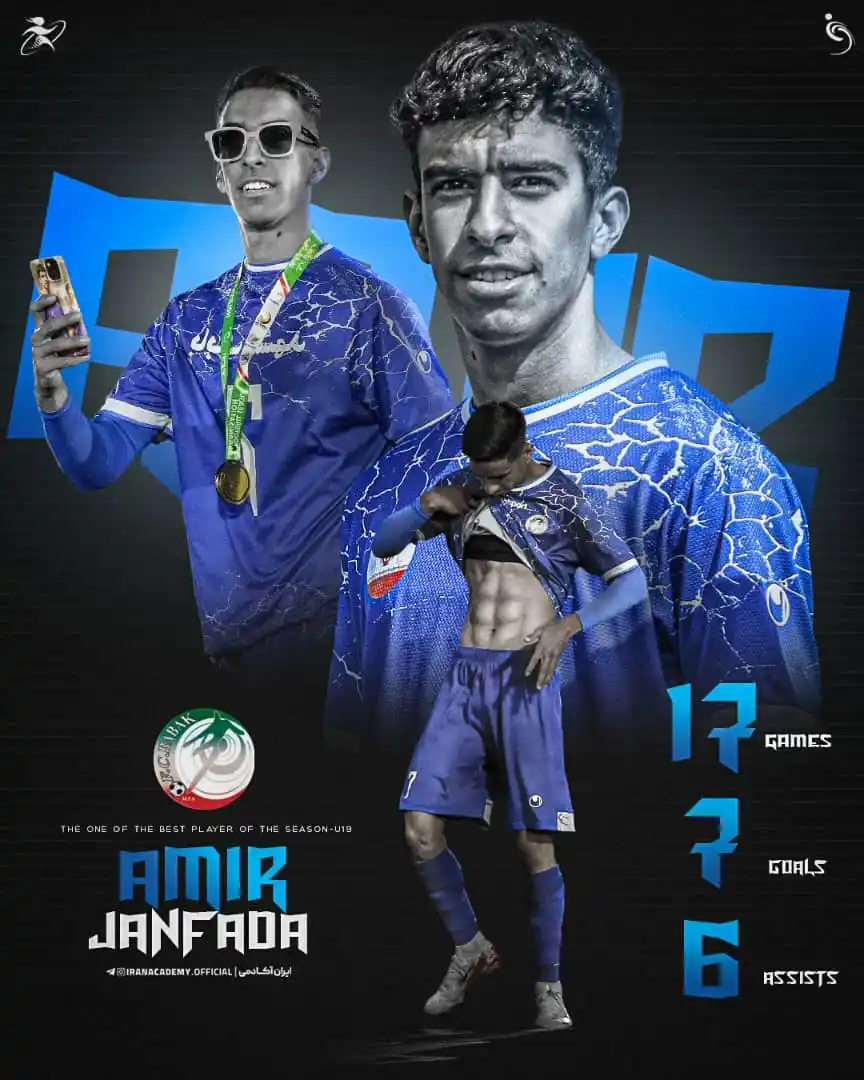 Image from ایران آکادمی: ✅ امیرحسین جانفدا در جمع برترین گلزنان و پاسور های لیگ برتر جوانان کشو...
