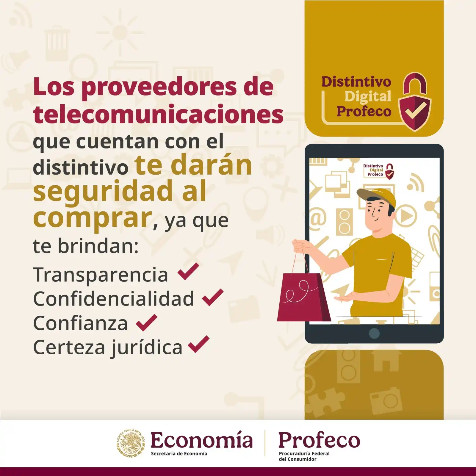 Image from Profeco: 🔐✨ *¡Compra en línea con seguridad!* Si un proveedor de telecomunica...