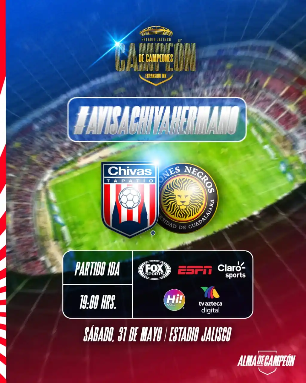 Image from PasionChiivas: 🏆¡El Campeón de Campeones hoy se juega en el Jalisco! 🏟️🔥 <a class...