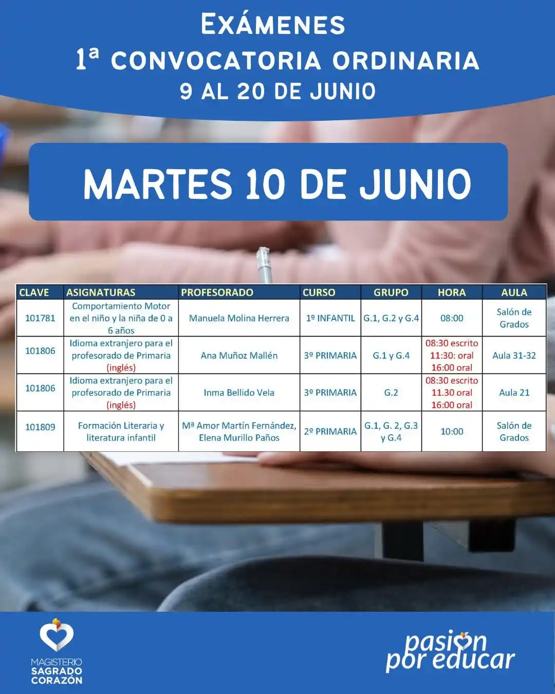 Image from Centro de Magisterio Sagrado Corazón: EXÁMENES 1ª CONVOCATORIA ORDINARIA ASIGNATURAS SEGUNDO CUATRIMESTRE Y ...