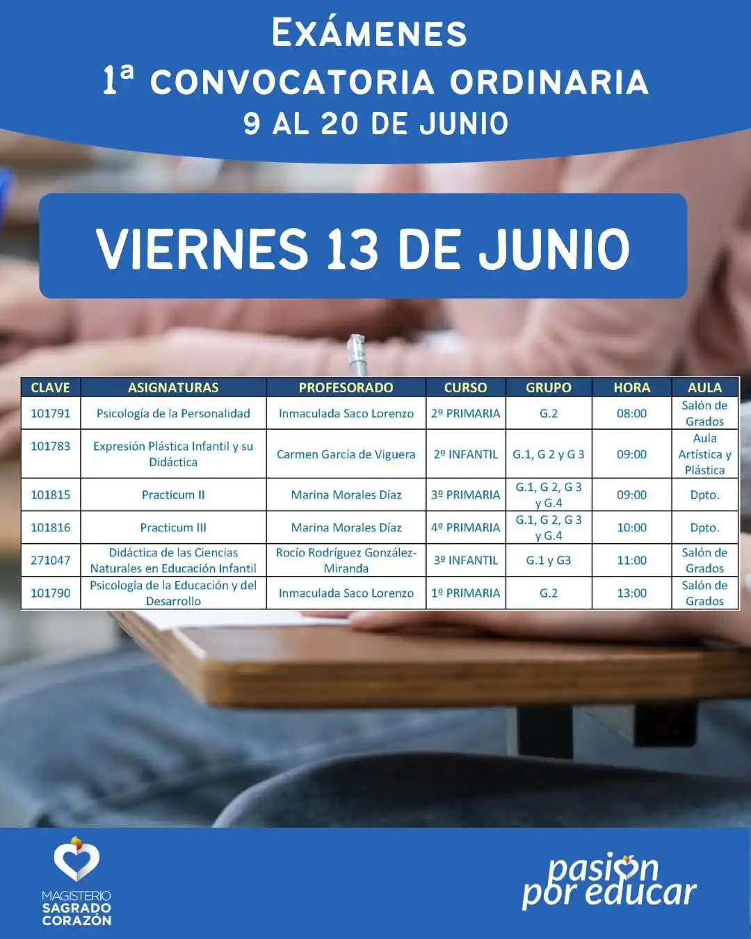 Image from Centro de Magisterio Sagrado Corazón: EXÁMENES 1ª CONVOCATORIA ORDINARIA ASIGNATURAS SEGUNDO CUATRIMESTRE Y ...