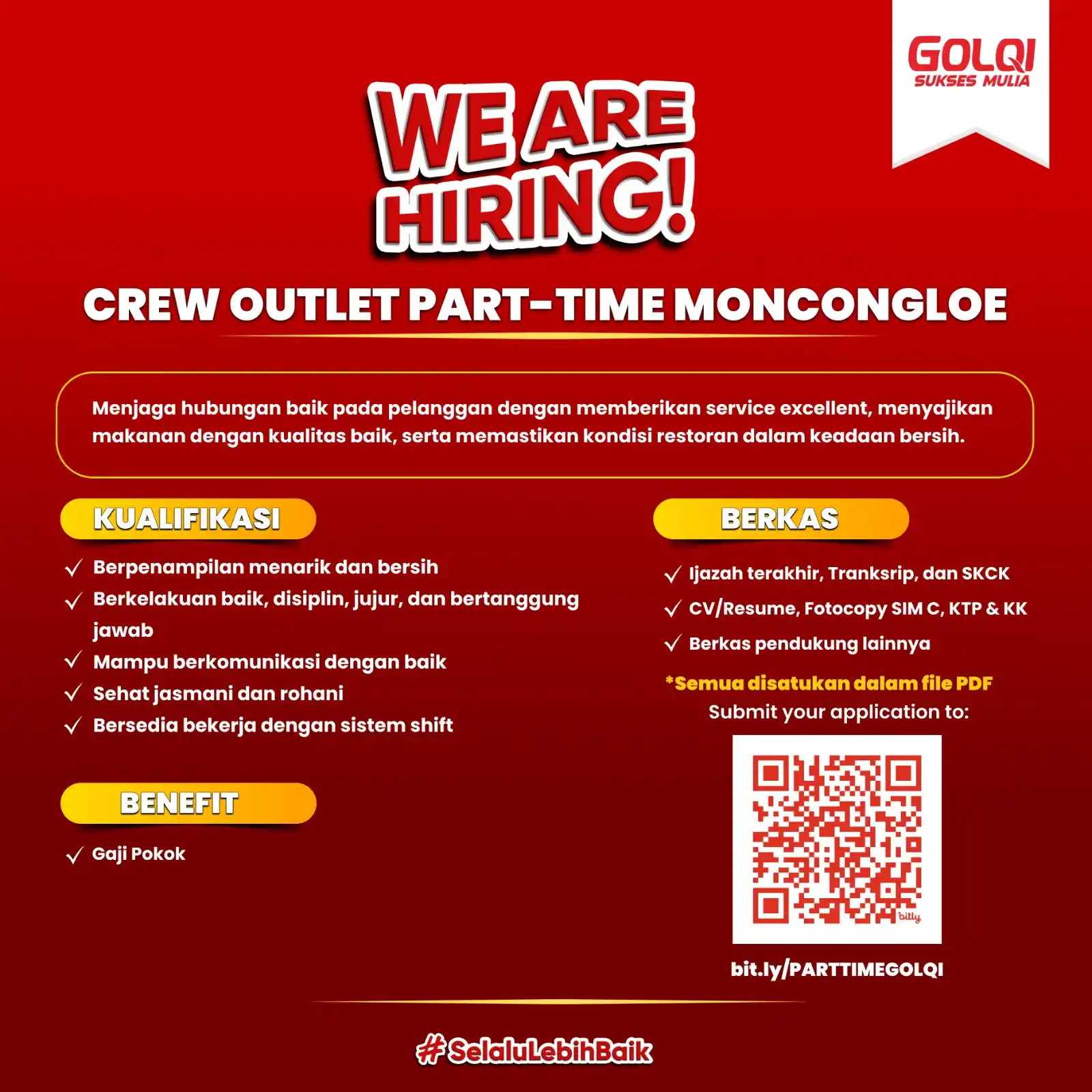 Image from Loker Makassar Terkini: Hi Jobseeker! PT Golqi Sukses Mulia is hiring! Position : - Leader Ou...