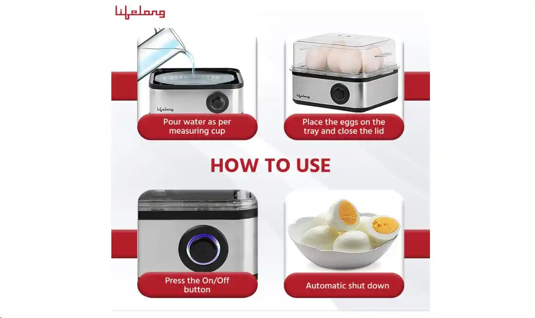 Image from VK Deals & Offers 🛍️🛍️: Lifelong 2-in1 Egg Boiler and Poacher 500-Watt Boil 8 eggs, Poach 4 eg...