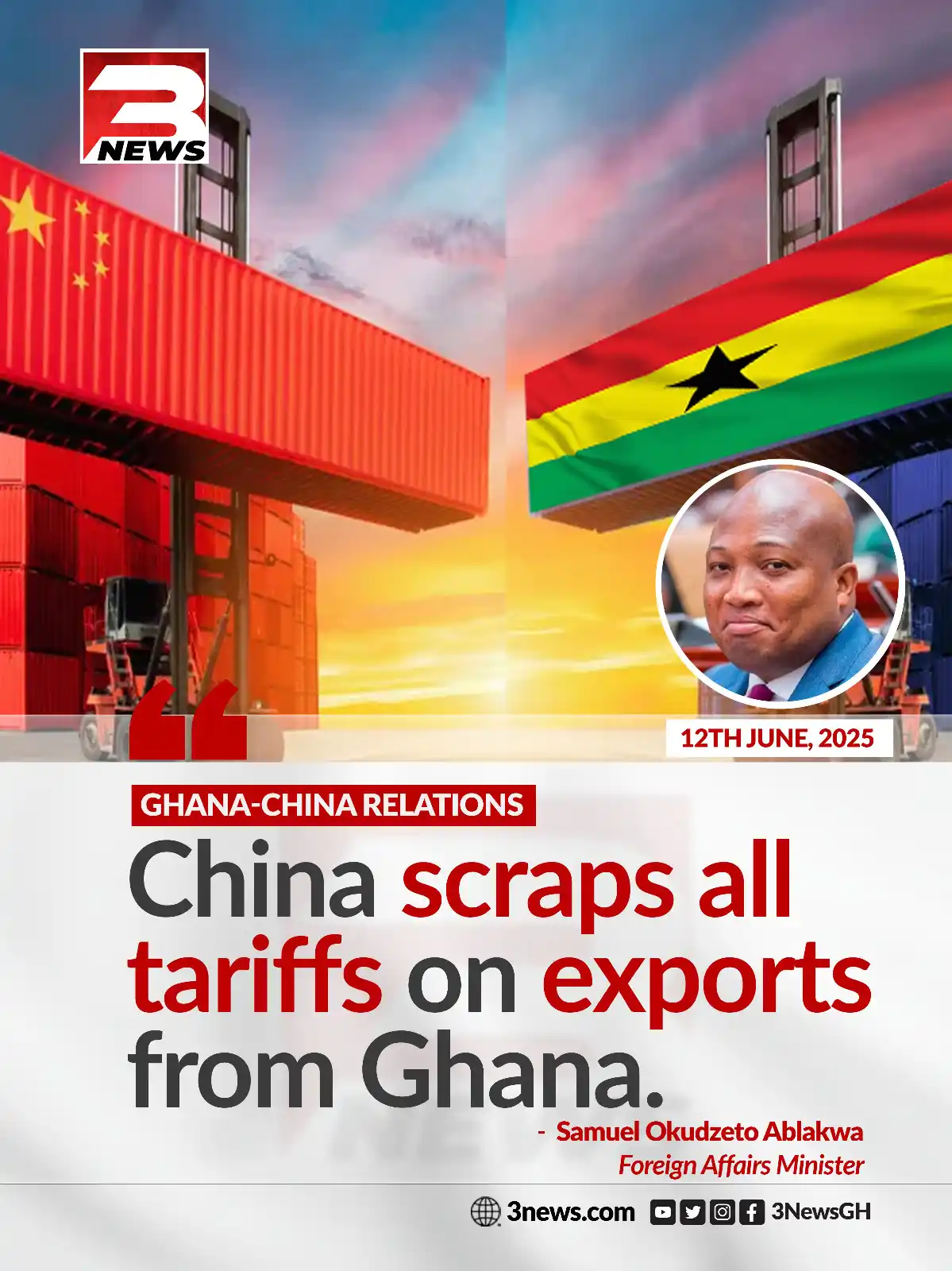 Image from 3News: Minister of Foreign Affairs, Samuel Okudzeto Ablakwa has announced tha...