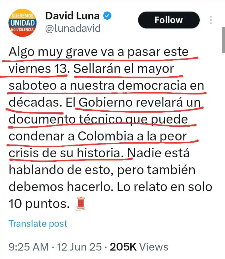 Image from USBB BREAKING NEWS EN ESPAÑOL: ⬆️🔴🤔 *ULTIMA HORA 🚨 🇨🇴* *Grave denuncia del Senador y candidat...