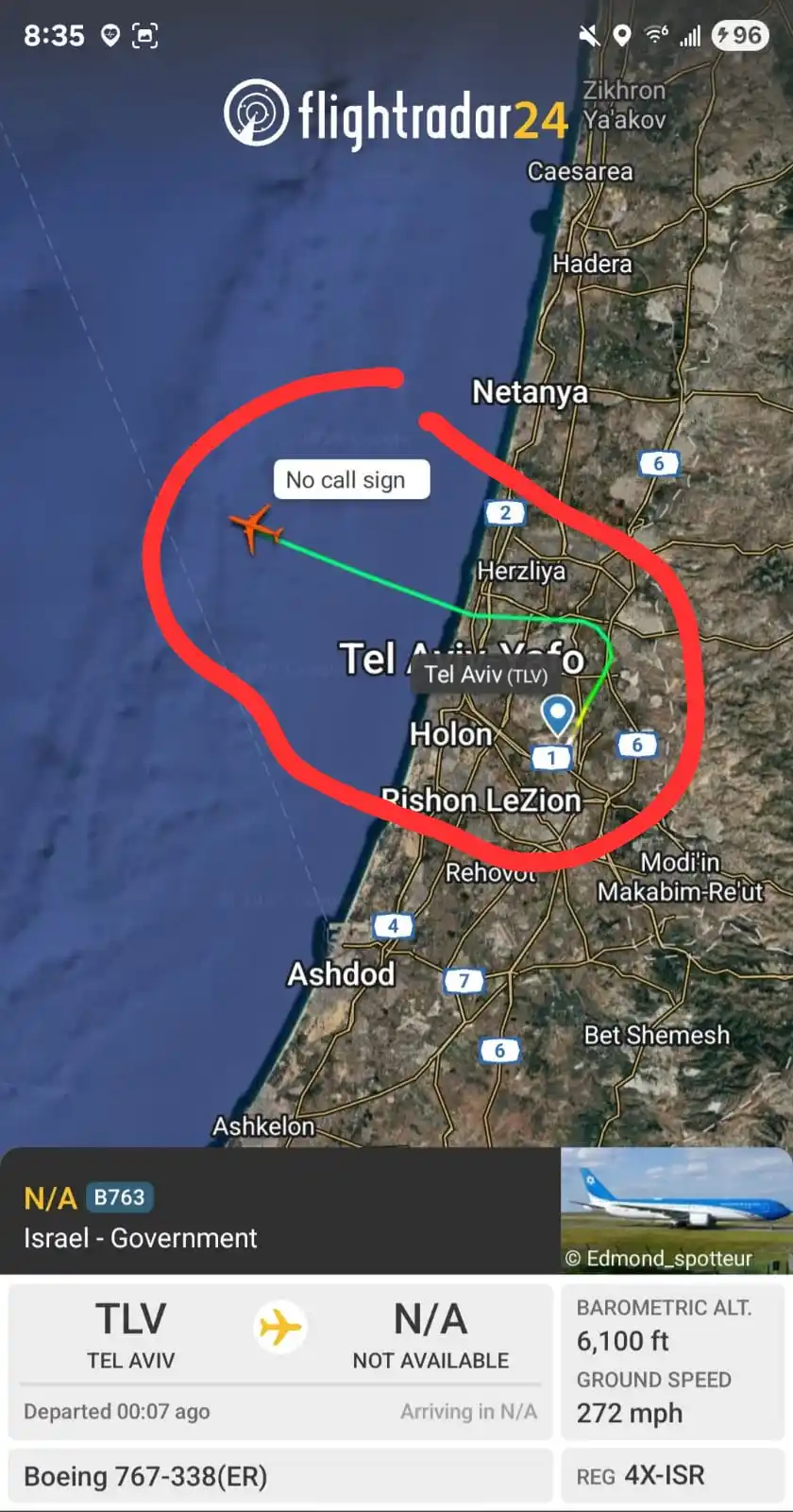 Image from USBB BREAKING NEWS EN ESPAÑOL: ⬆️🔴✒️ *ÚLTIMA HORA 🚨 🛩️🇮🇱* *El B767-338(ER) 4X-ISR n.° 7386C0 ...