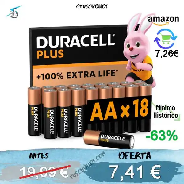 Image from Tuschollos - Ofertas, Chollos Y Gangas Todos Los Días De Amazon, Miravia Y Aliexpress!!!: *🔋👌🏼A PRECIAZO PACK 18 PILAS AA DURACELL PLUS!* <a class="text-blue...