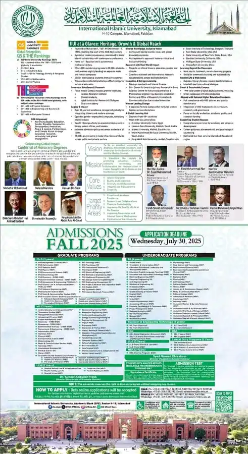 Image from GBC Students Support Network: Admissions Open at IIUI for Fall 2025 The International Islamic Unive...