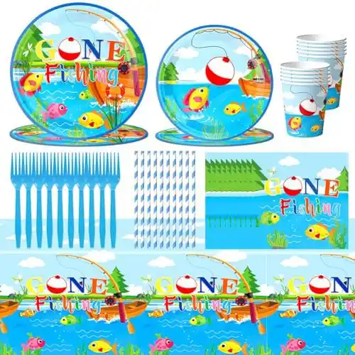 Image from Pirate Deals Angebote | Preisfehler, Schnäppchen, Rabatte & Freebies: Angeln party Geschirr, 71 PCS Angeln Partys Geschirr, Outdoor Party Ge...