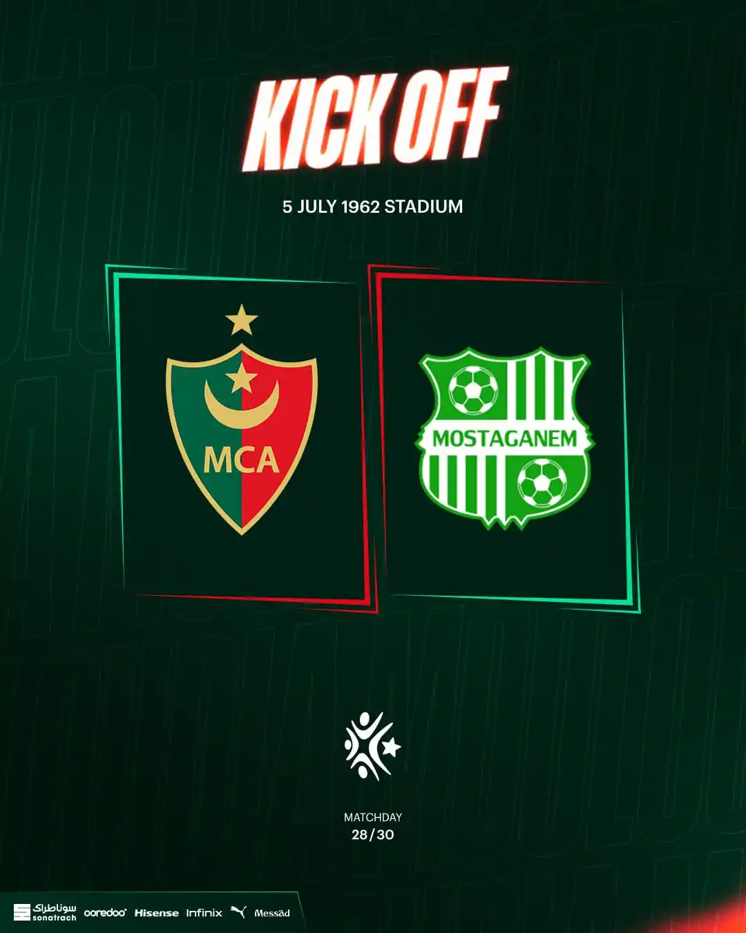 Image from Mouloudia Club of Algiers  - مولودية الجزائر: 🔔 | بداية المباراة ⬅️ 𝐊𝐈𝐂𝐊-𝐎𝐅𝐅 🤝 | مولودية الجزائر ✘ ترجي مست...