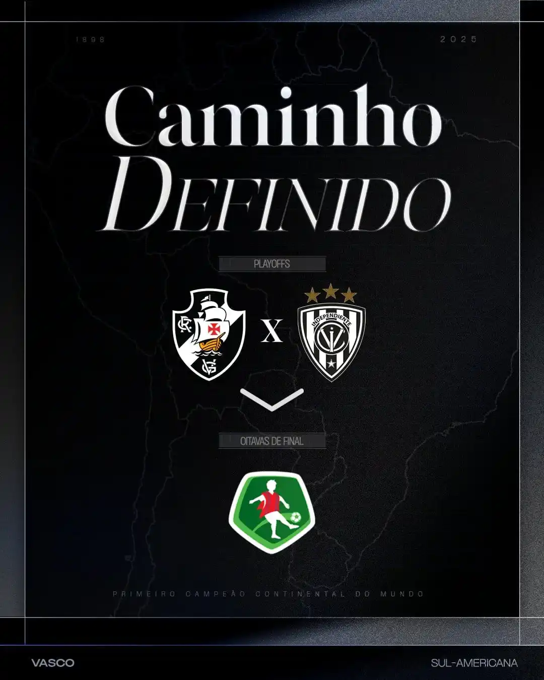 Image from Central Colina (Informações): Caminho traçado na CONMEBOL Sudamericana! 🗺️📍 O Vasco da Gama enfre...
