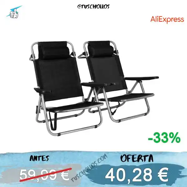 Image from Tuschollos - Ofertas, Chollos Y Gangas Todos Los Días De Amazon, Miravia Y Aliexpress!!!: 🏖 *CHOLLO PACK 2 SILLAS PLAYA T-LOVENDO PLEGABLES ACERO!!* <a class="...