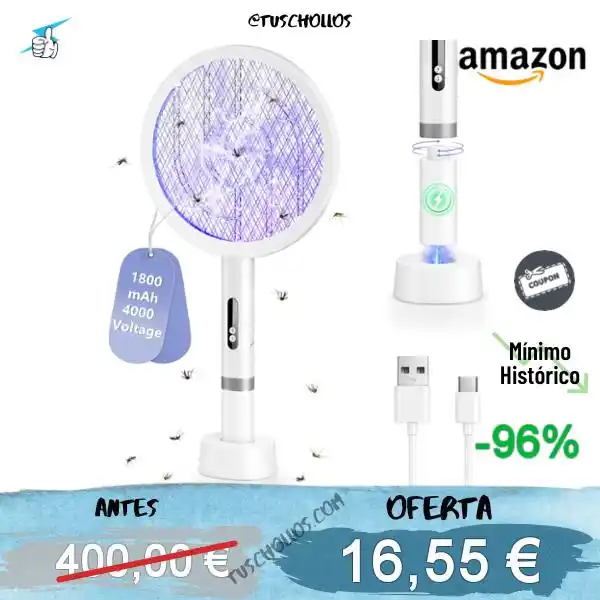 Image from Tuschollos - Ofertas, Chollos Y Gangas Todos Los Días De Amazon, Miravia Y Aliexpress!!!: *🦟 CHOLLO RAQUETA ELÉCTRICA MATA MOSQUITOS RECARGABLE* <a class="text...