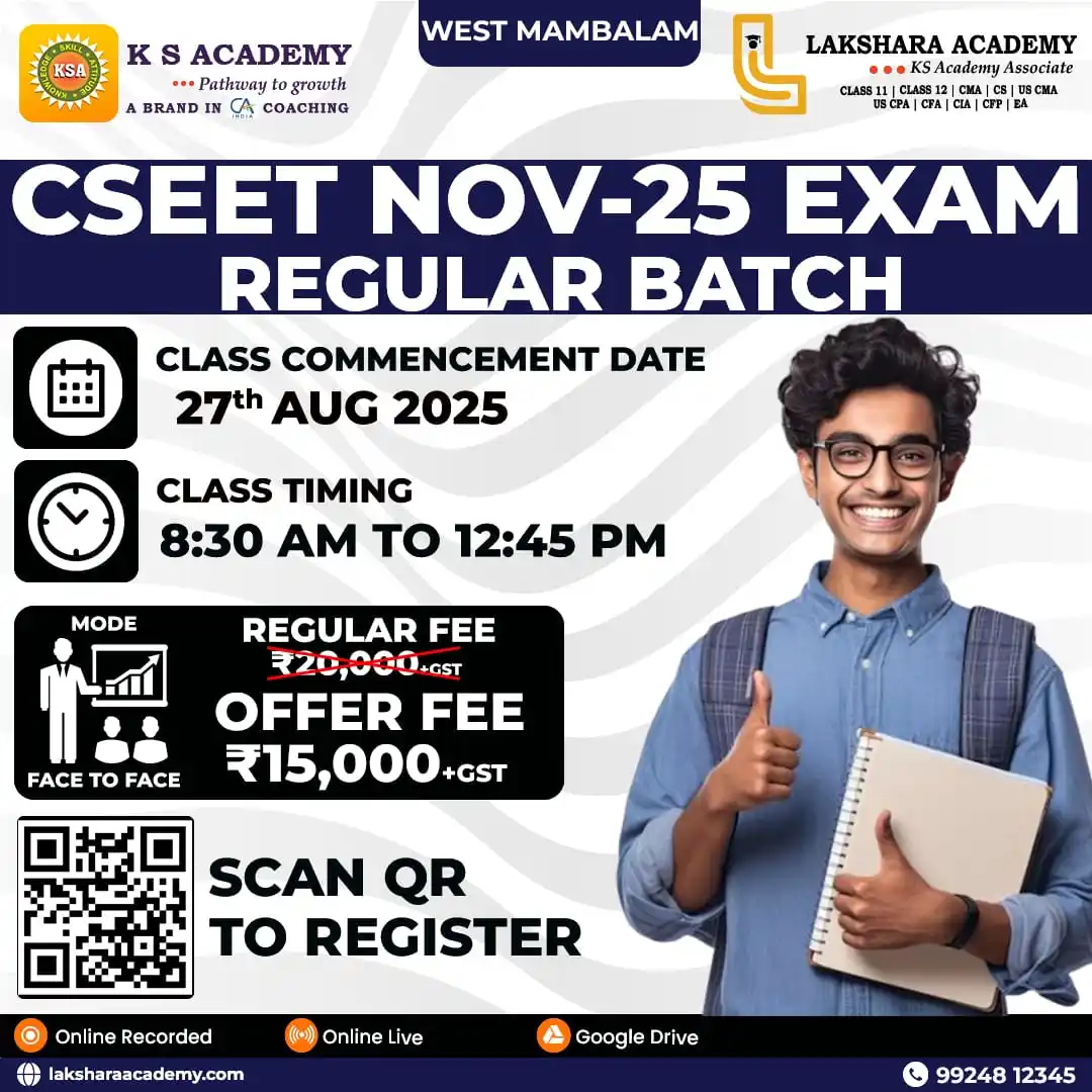 Image from KS Academy: CSEET Nov-25 Regular Batch! Get Ready to Experience Best CS Classes! ...