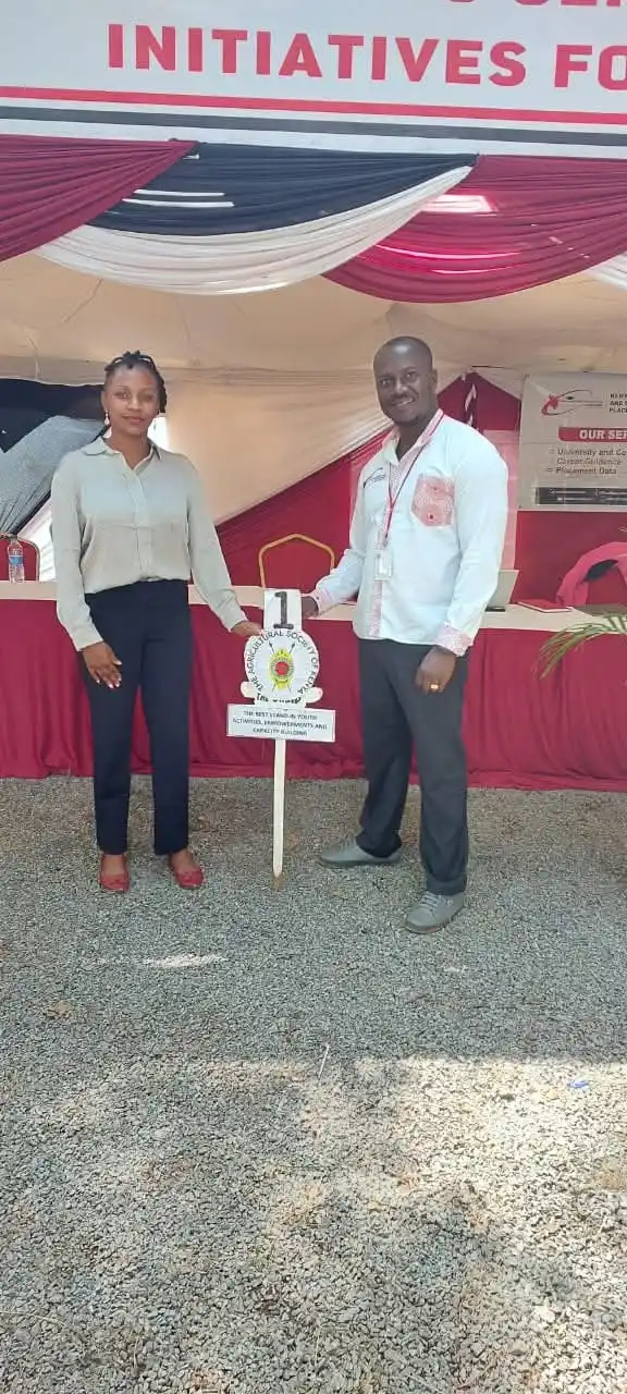 Image from KUCCPS Official Channel: Earlier today, KUCCPS stand was awarded the Best Stand in Youth Activi...