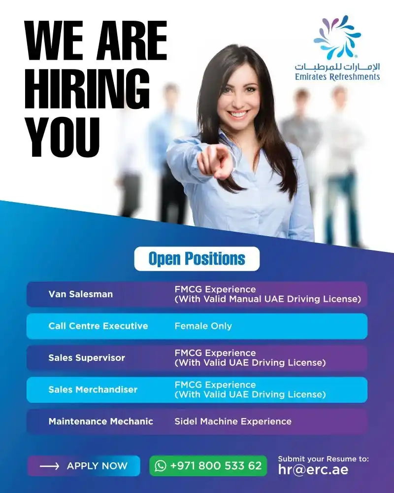 Image from UAE Jobs - Updates: *Emirates Reem Investments Company Careers* 1) Van Salesman – FMCG Ex...