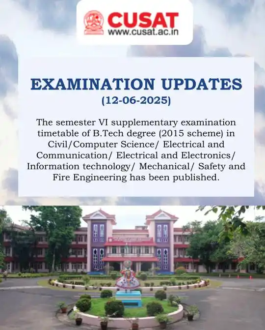 Image from Cochin University of Science and Technology: Examination Update (12-06-2025) For more details, log on to h...