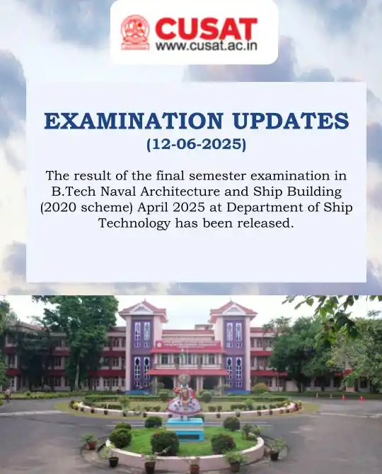 Image from Cochin University of Science and Technology: Examination Update (12-06-2025)          For more details, log on to h...