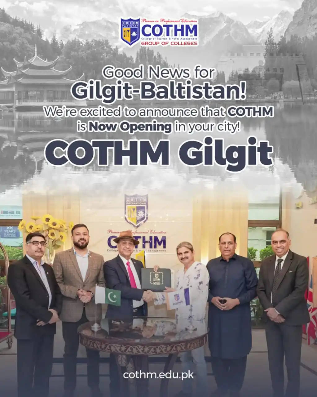Image from GBC Students Support Network: 📣 Exciting News for Gilgit Baltistan! COTHM is now opening in your ci...