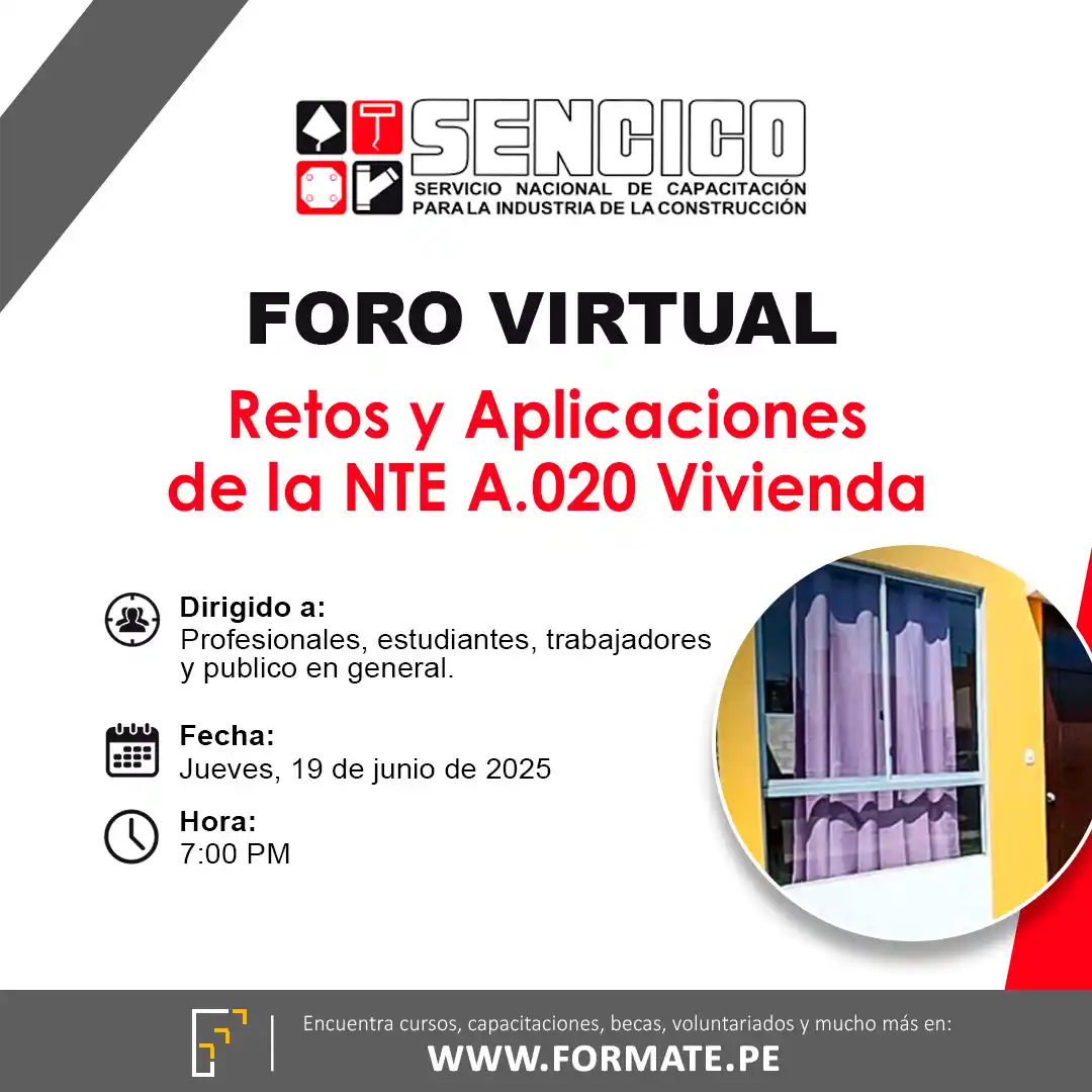 Image from Prácticas PreProfesionales Perú: 📢 Foro virtual gratuito "Retos y Aplicaciones de la NTE A.020 Viviend...