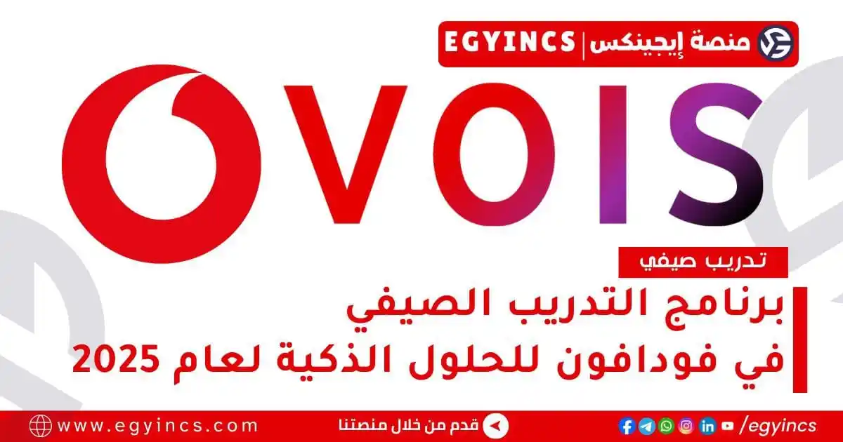Image from منصة إيجينكس | فرص مصر Egyincs Platform: فتحت تاني بعض برامج التدريب الصيفي في شركة فودافون للحلول الذكية لعام...