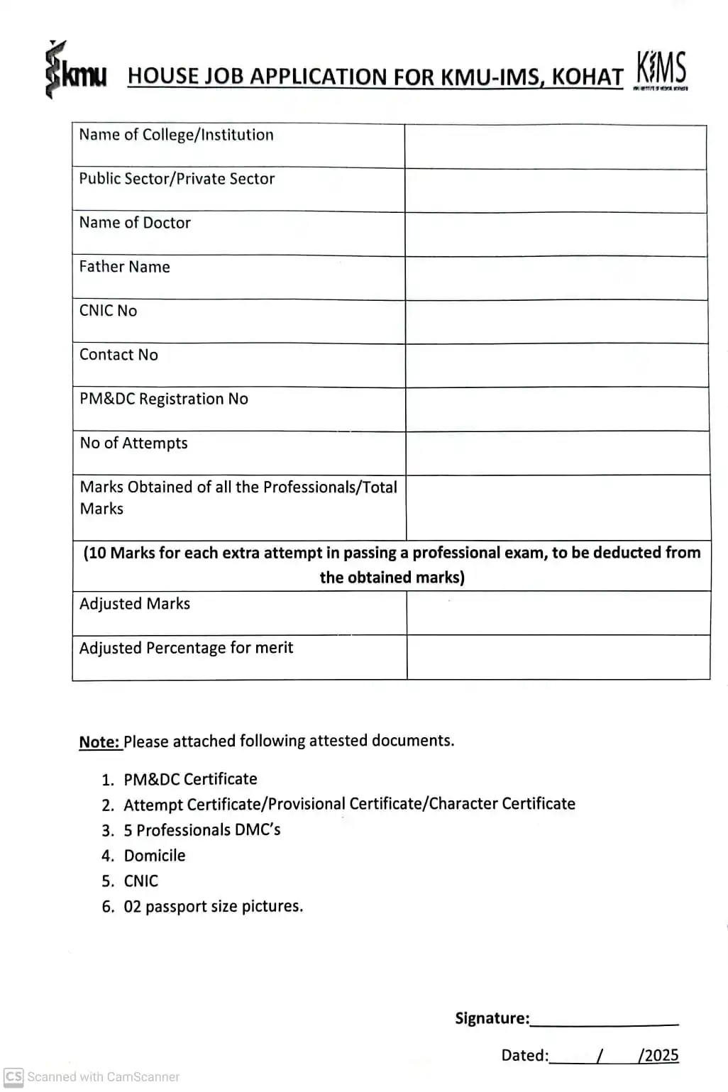 Image from Khyber Medical University - Official: House Job Application for KMU-IMS , Kohat....
