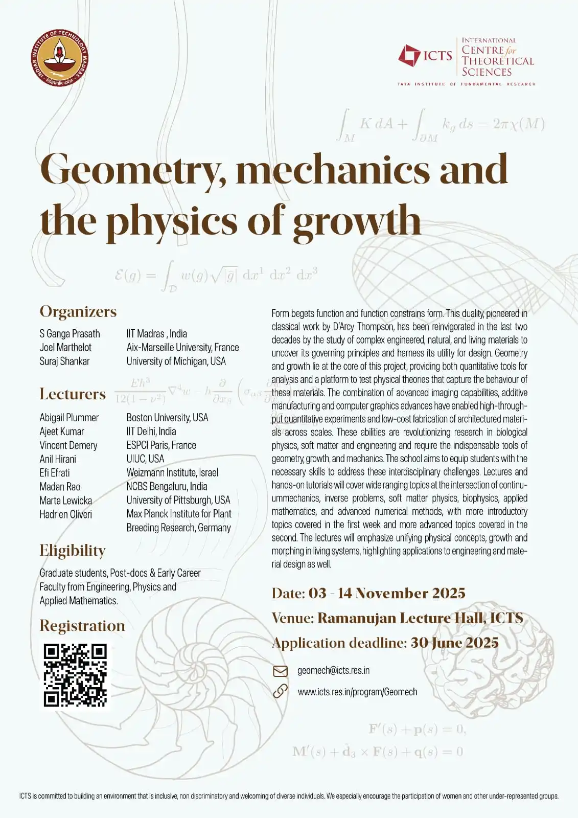 Image from Physics Aspirants: ICTS Program: Geometry, Mechanics and the Physics of Growth https://w...