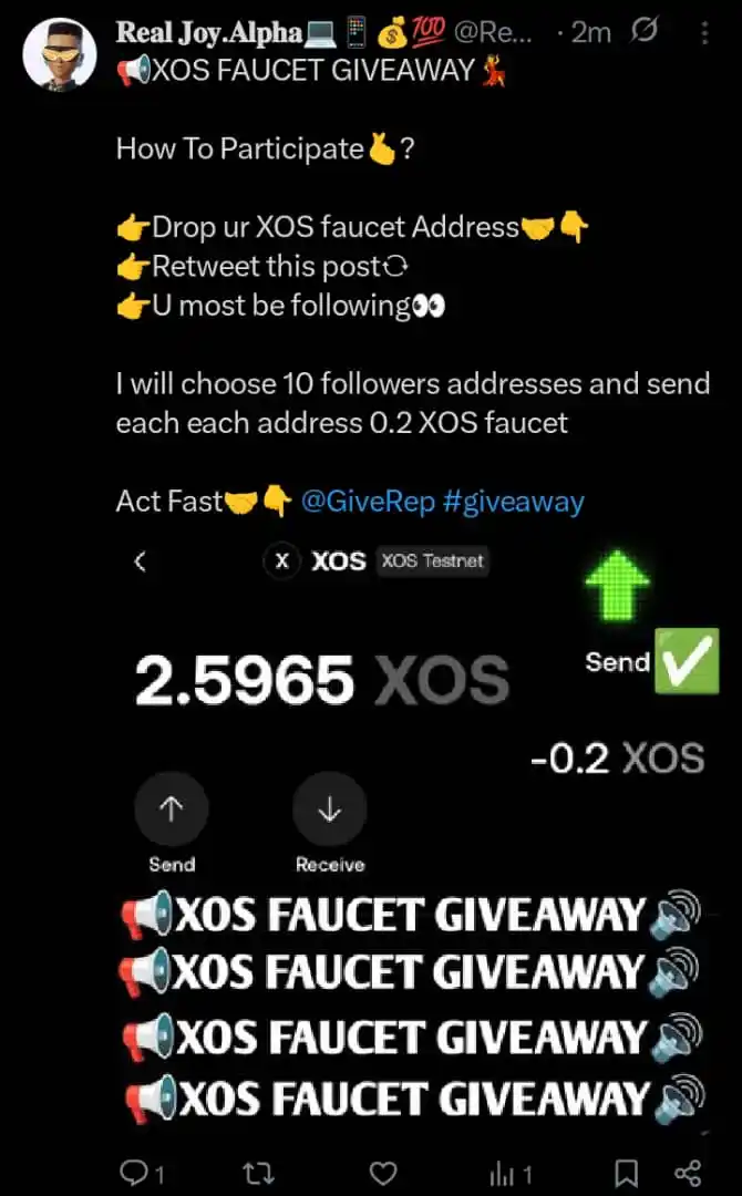 Image from ๐๐๐๐ก ๐
๐ค๐ฎ ๐พ๐๐๐ฃ๐ฃ๐๐ก๐ป๐ฑ๐ฐLearn&Earn With Joy: ๐If u haven't submit ur XOS faucet address, kindly leave it under thi...