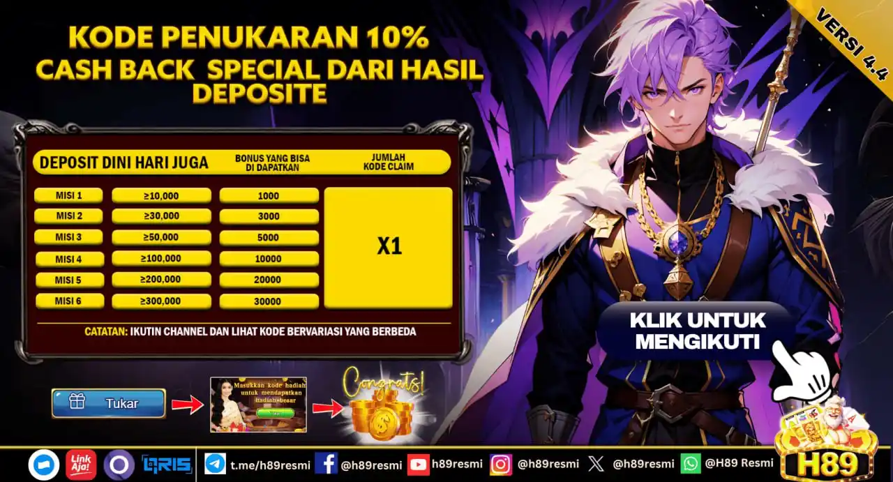 Image from H89 Resmi: 🎉 KODE PENUKARAN VERSI 4.4 TELAH RILIS DI G668! 🔥 BONUS MAKIN SERU, ...