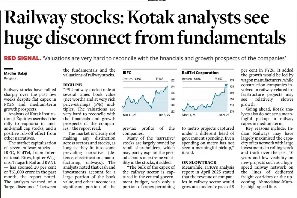 Image from THE INVESTMENT BLUEPRINT 📊🌐: 🔴 *Kotak Analysts Take on Railway Stocks*: 📝 Kotak Institutional Eq...