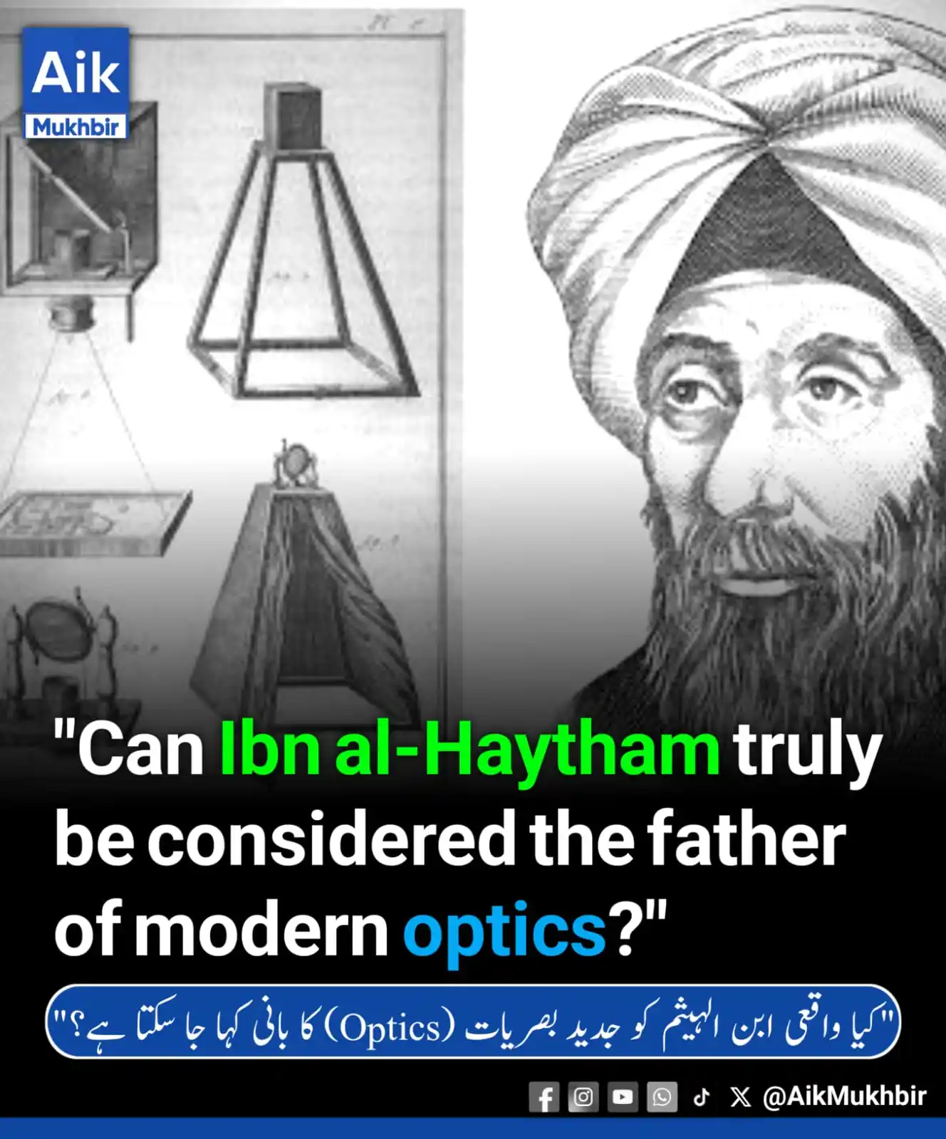 Image from Aik Mukhbir: *کیا واقعی ابن الہیثم کو جدید بصریات (Optics) کا بانی کہا جا سکتا ہے؟*...