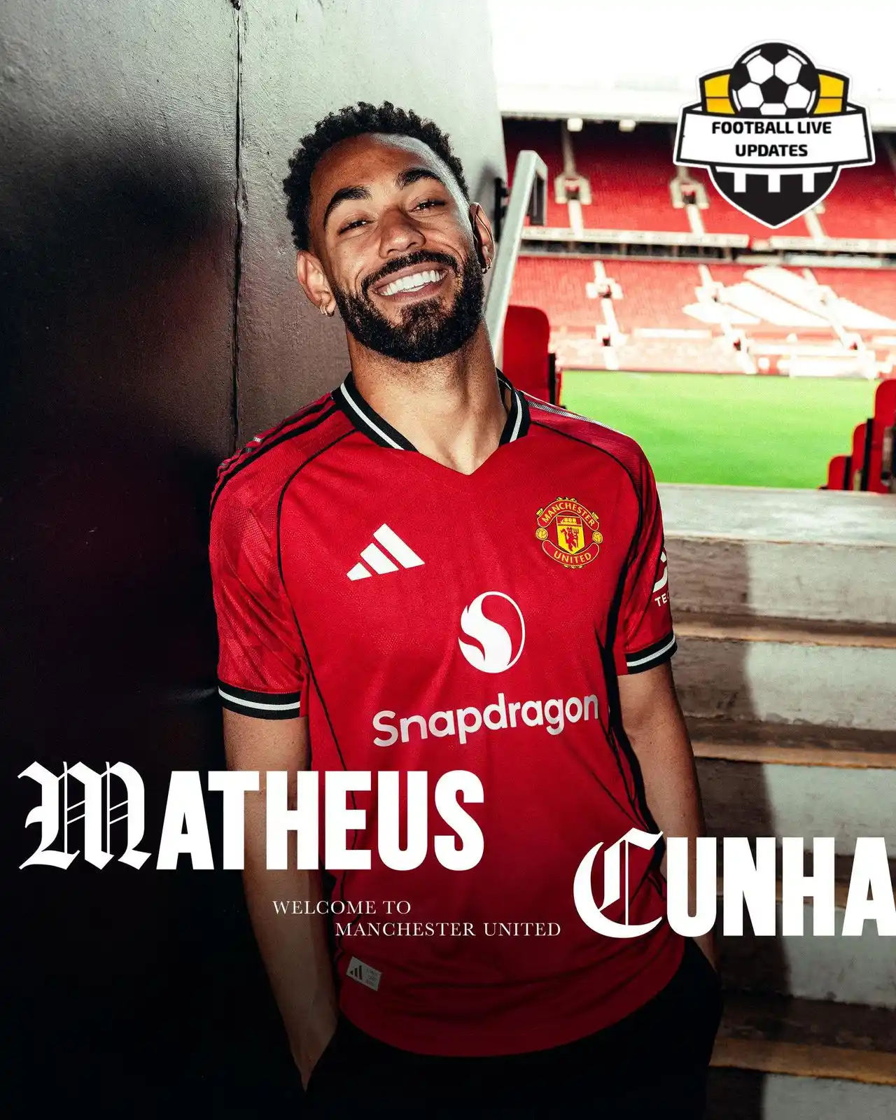 Image from Football News: 🚨 Matheus Cunha has signed a five-year contract at Manchester United,...