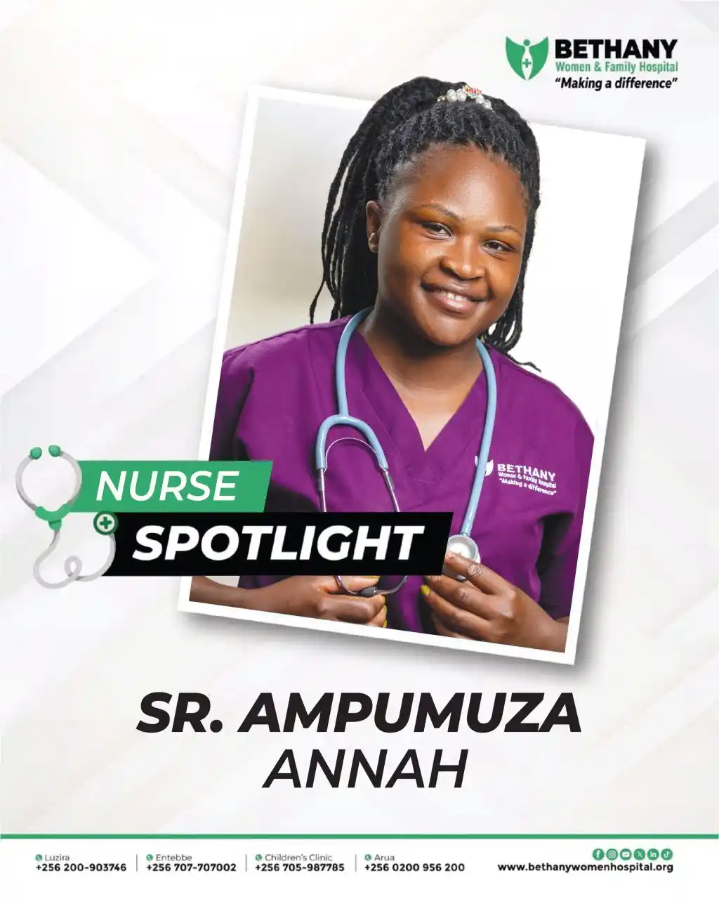Image from Bethany Women & Family Hospital: 🌟 Meet Anna. Sr. Ampumuza Annah is a dedicated diploma nurse from Bi...