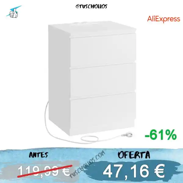 Image from Tuschollos - Ofertas, Chollos Y Gangas Todos Los Días De Amazon, Miravia Y Aliexpress!!!: *👌🏼🛒MESITA DE NOCHE CON ESTACIÓN DE CARGA VASAGLE* <a class="text-b...